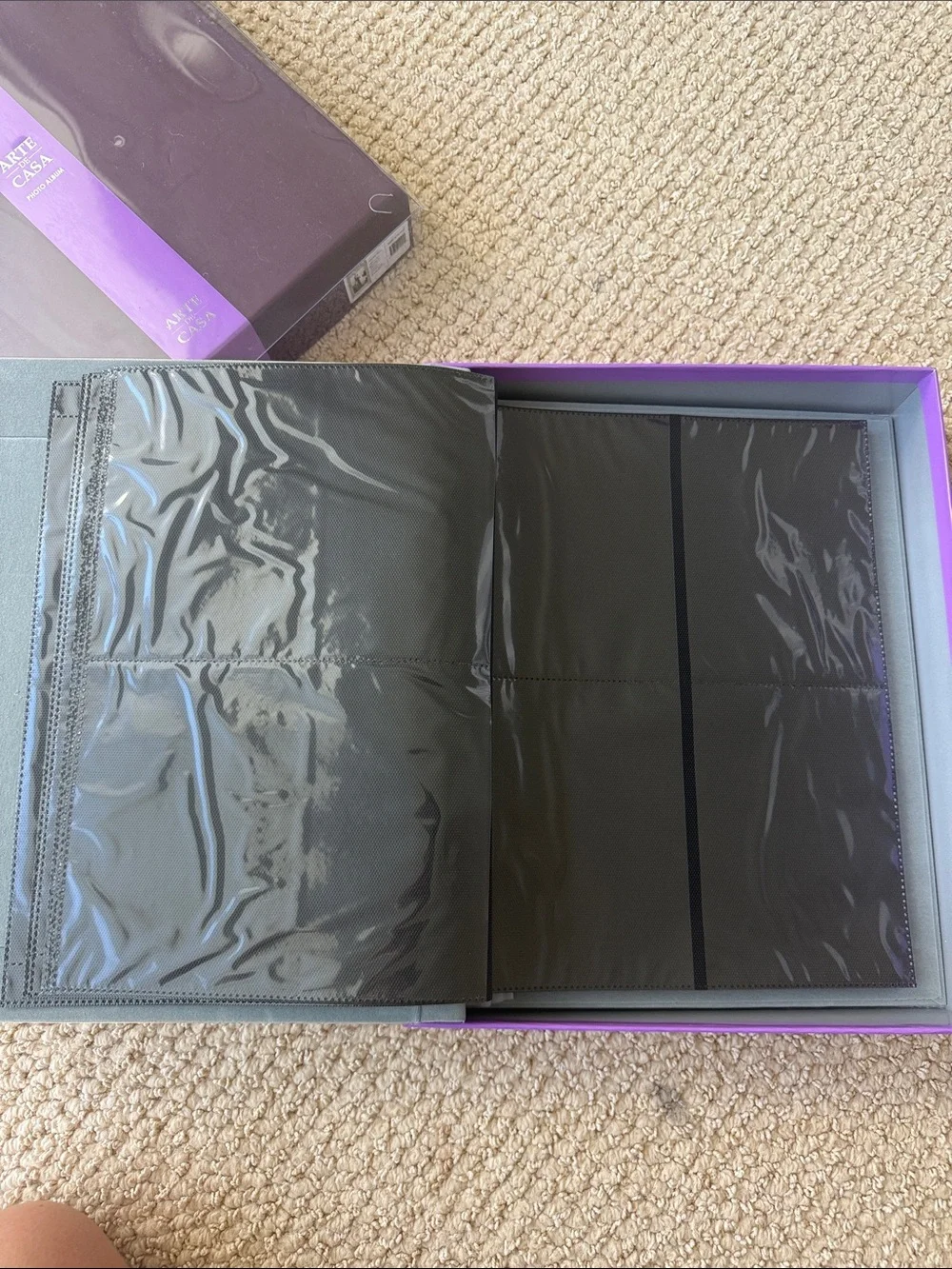 ARTE DE CASA Wedding Album in Decorative Purple Box with Violet Stripe
